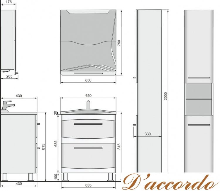 картинка Мебель для ванной Velvex Iva 65 напольная белая от магазина D'accordo
