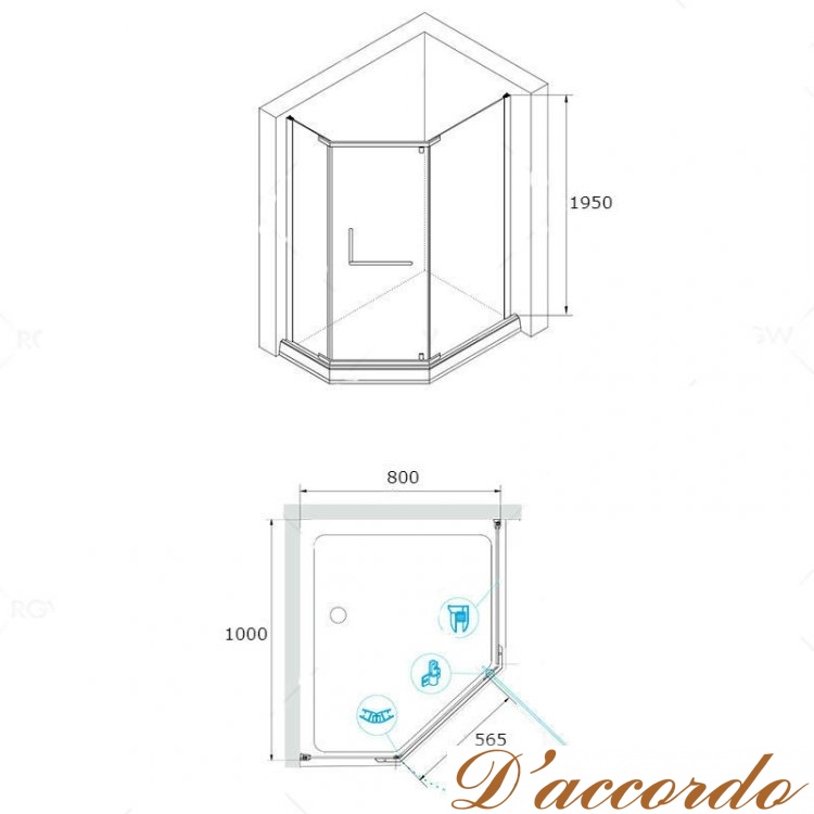 картинка Душевой уголок RGW Passage PA-91 100x80 стекло прозрачное от магазина D'accordo
