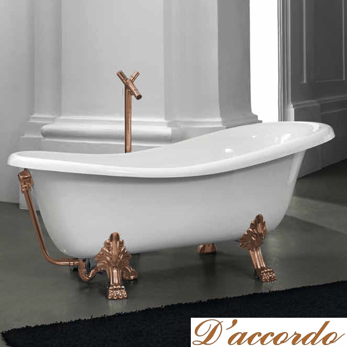 картинка Art Ceram HERMITAGE Ванна акриловая на лапах, 170х80 см , со слив-переливом и сифоном в компл. цвет ванны белый, ножки бронза от магазина D'accordo