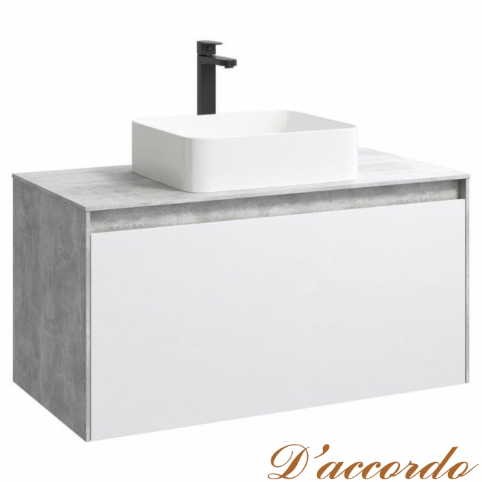картинка Мебель для ванной Aqwella Mobi 120 бетон светлый фасад белый от магазина D'accordo