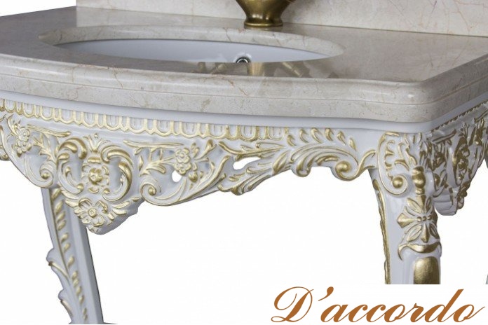 картинка Раковина с консолью Tessoro Isabella белый глянец с бронзой от магазина D'accordo