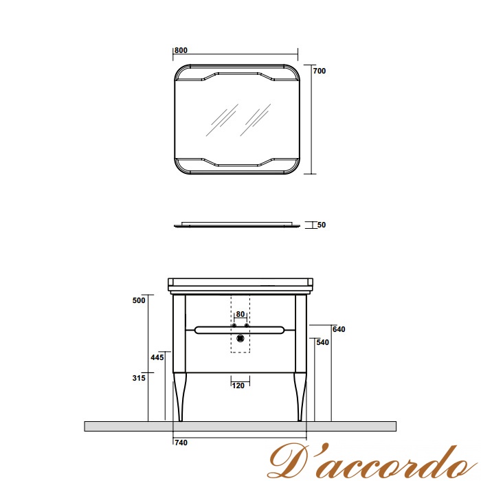 картинка KERASAN Waldorf Комплект подвесной мебели 80см с 1 ящиком и 1 дверцей, Цвет: bianco matt. от магазина D'accordo