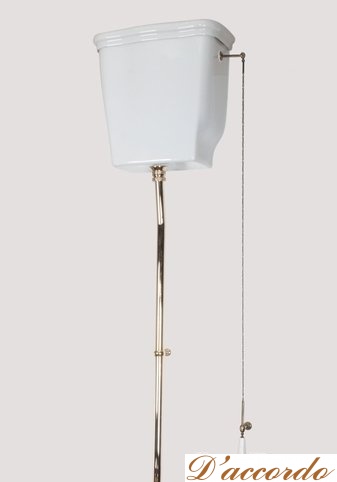 картинка Унитаз напольный Tiffany World Bristol с высоким бачком белая крышка фурнитура золото от магазина D'accordo
