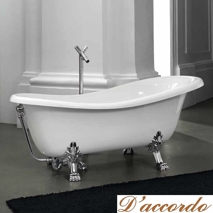 картинка Artceram HERMITAGE Ванна 170x80*72 на лапах, со слив-переливом и сифоном в компл. цвет ванны белый, ножки хром от магазина D'accordo