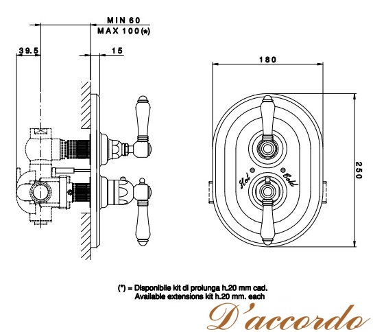 картинка Смеситель для душа термостат Nicolazzi Termostatico 4909CR18 от магазина D'accordo